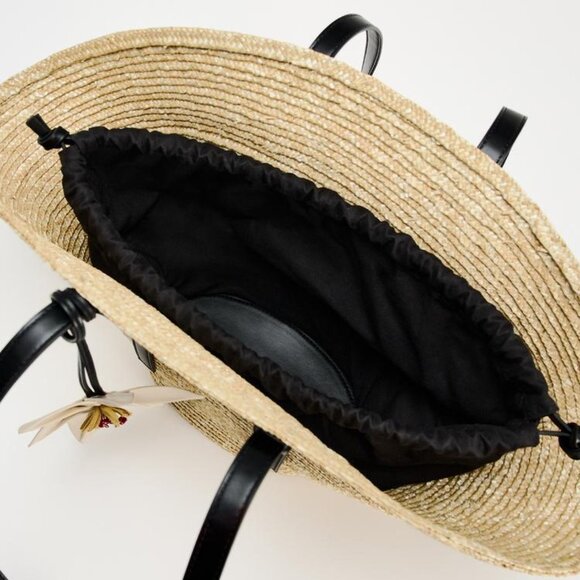 🦋 Bloggers Favorite 🦋 NWT ZARA BASKET SHOULDER BAG WITH FLOWER - Picture 5 of 16